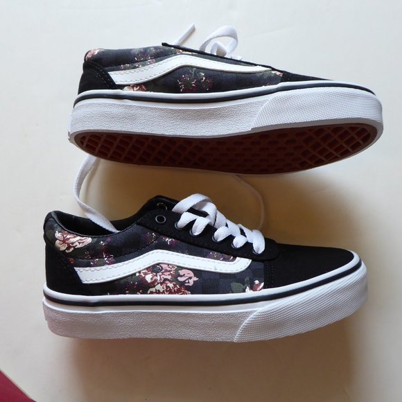 Vans Little Girl USA Size 13 Flowers & Checks Sneakers NIB - Picture 4 of 16